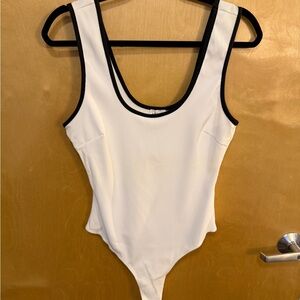 Le Lis Cream Bodysuit with Black Accents Size Medium